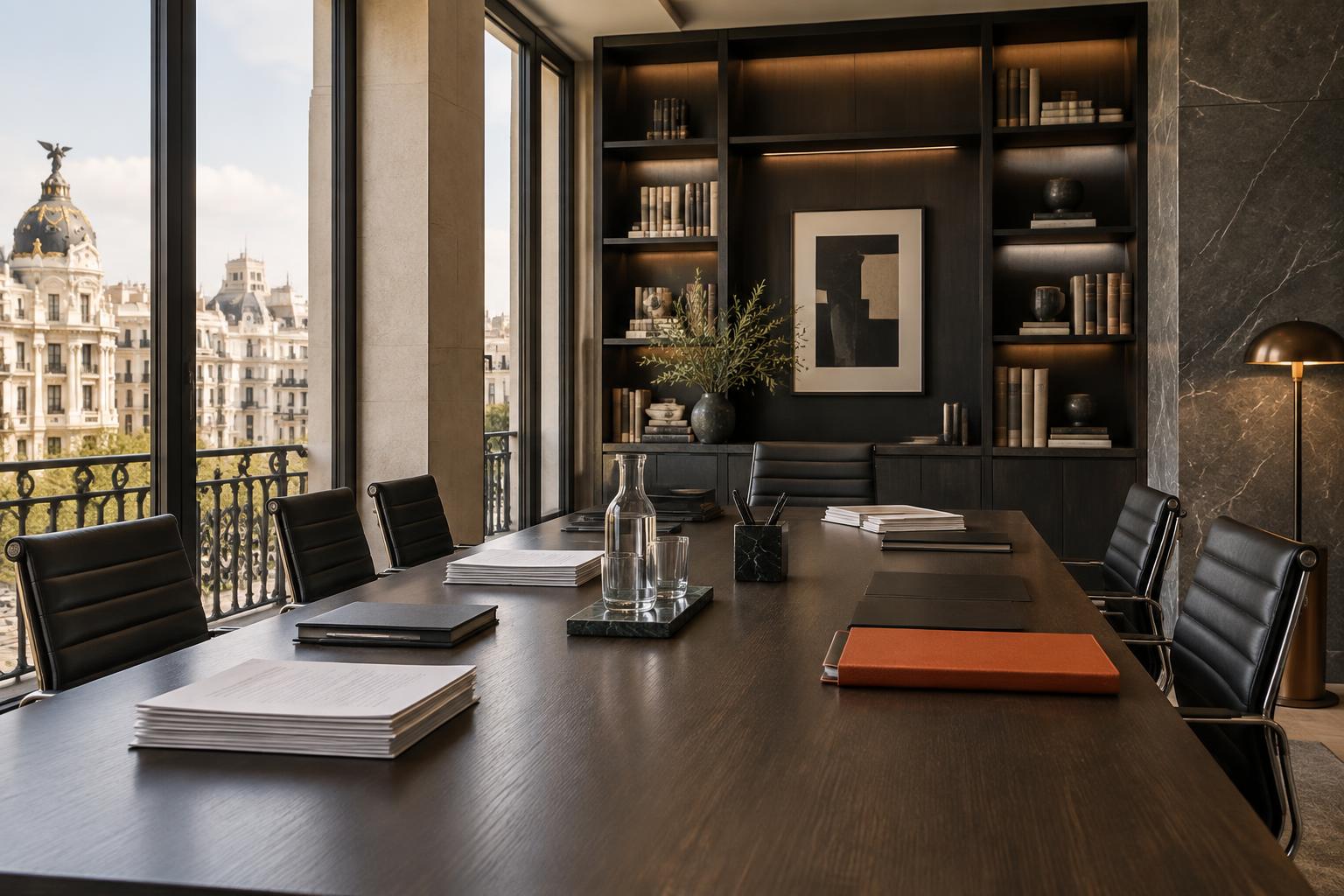 Sala de reuniones de un despacho profesional contemporáneo, proyecto conceptual de MARGON WEBS